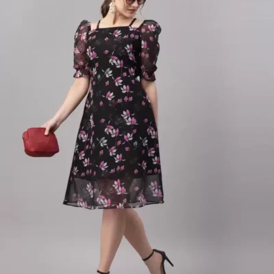 Women A-line Black Dress