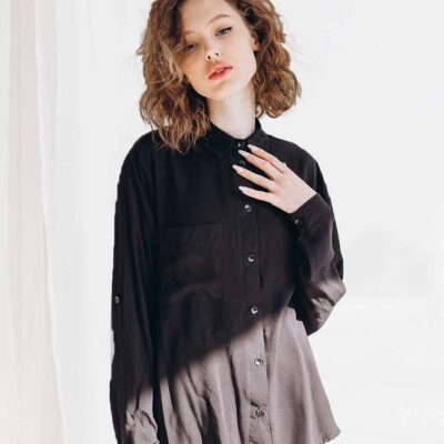 Cropped double breasted blazer co-ord in black