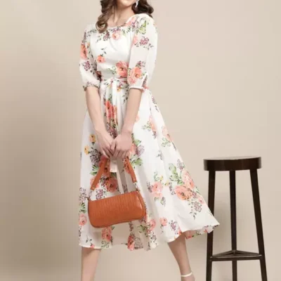 Women A-line White Dress