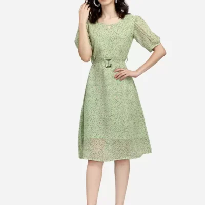 Women A-line Light Green Dress